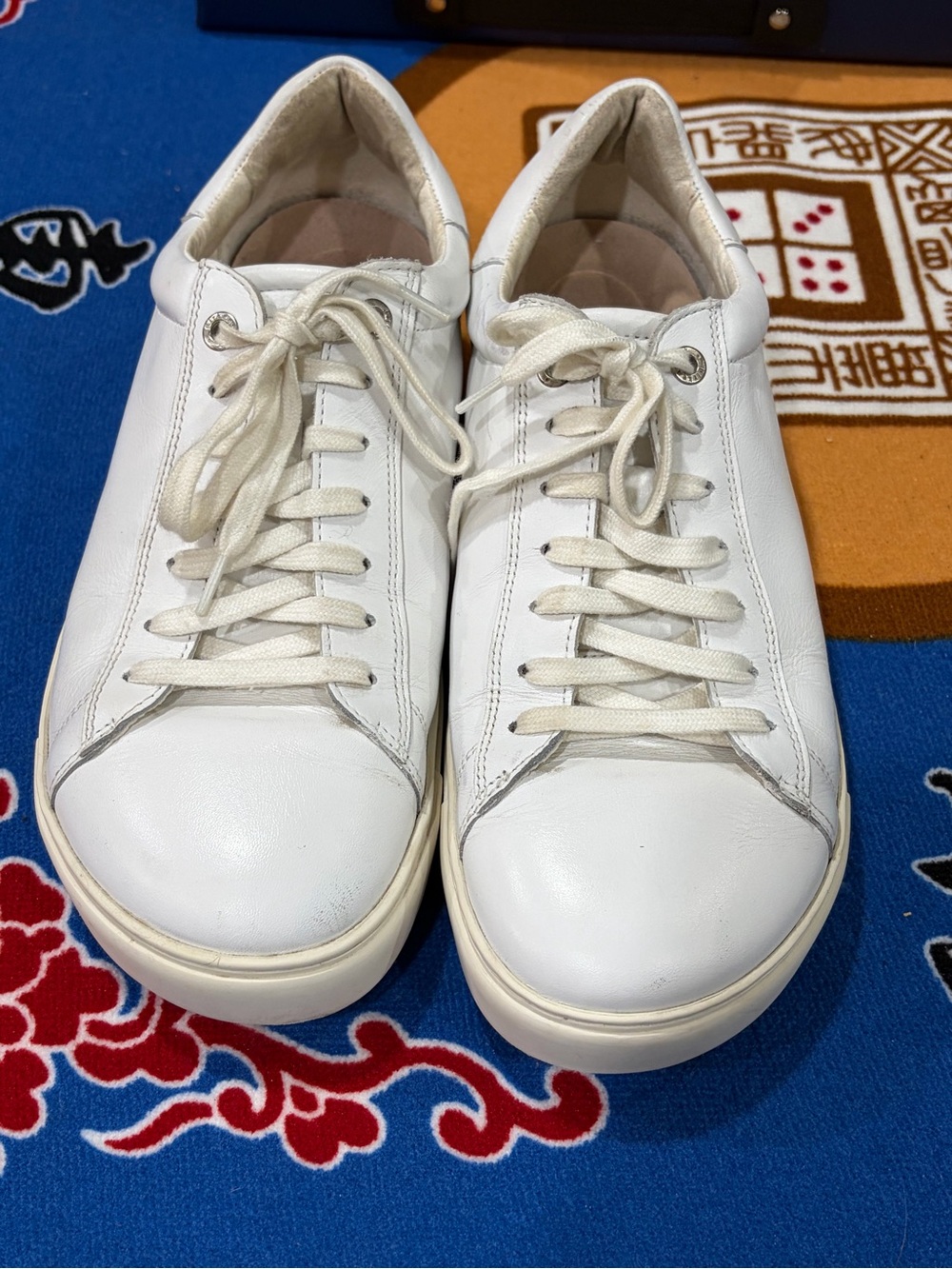 Birkenstock White Leather Lace-Up Sneakers